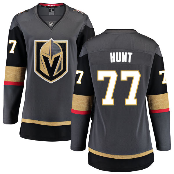 Women Vegas Golden Knights 77 Hunt Fanatics Branded Breakaway Home Gray Adidas NHL Jersey